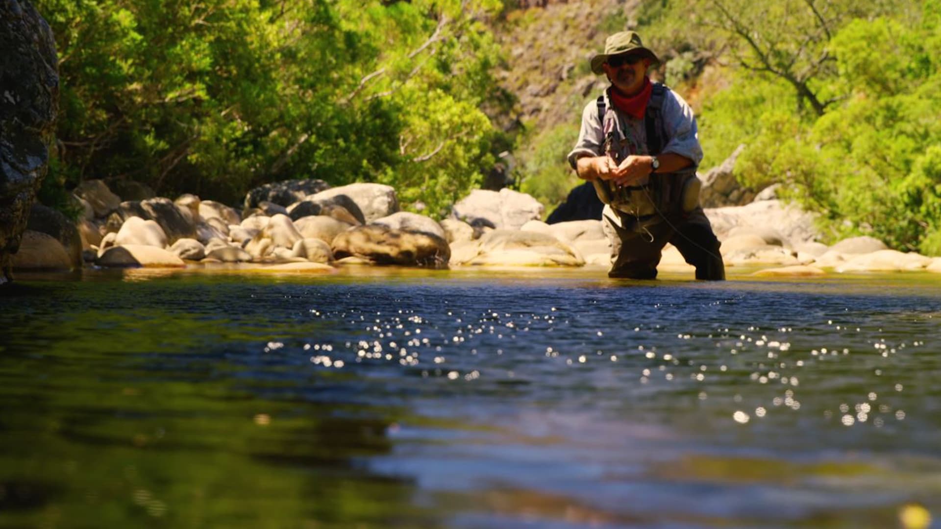 Fly fishing on the river near Alpine